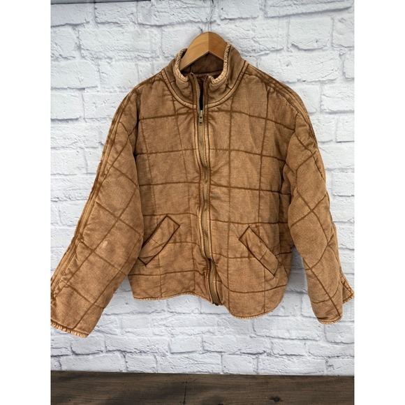Free People Jackets & Blazers - Free People Dolman Quilted Jacket Toasted Coconut Brown Cotton Blend Women XS